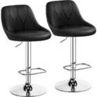 Abician Set of 2 Swivel Bar Stools With Backrest For Bar Kitchen Restaurant Black