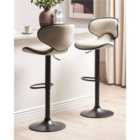 Beliani Set of 2 Bar Chairs CONWAY Faux Leather Swivel Light Beige