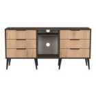 Welcome Furniture Ltd Hong Kong 6 Drawer Sideboard in Slat Effect & Graphite Black - Ready Assembled