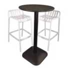 MODURA Emil 60 Round Bar Table Black With 02 Elsa Barstool Polar White Set