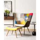 Beliani Wingback Chair VEJLE with Footstool Fabric Multicolour