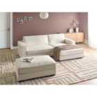 Beliani Corner Sofa RENDERS Boucle Off-White with Ottoman Left Hand
