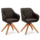 Costway Set Of 2 360° Swivel Accent Chair With Solid Wood Legs-coffee
