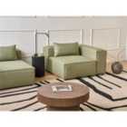 Beliani Corner Seat BRANDE Fabric Light Green Symmetrical