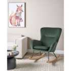 Beliani Rocking Chair ELLAN Velvet Dark Green