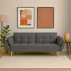 Ashby Velvet 3 Seater Sofa Bed Futon Settee With Wooden Legs In Dark Grey