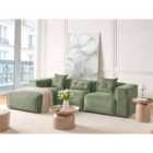 Beliani Corner Sofa 3 Seater DOLVA Chenille Dark Green Right Hand