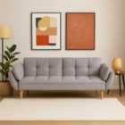 Ashby Velvet 3 Seater Sofa Bed Futon Settee With Wooden Legs In Light Grey