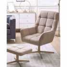 Beliani Swivel Armchair MOLLE with Footstool Velvet Beige