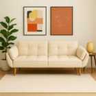 Ashby Velvet 3 Seater Sofa Bed Futon Settee With Wooden Legs In Cream