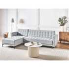 Beliani Modular Corner Sofa Bed 4 Seater ABERDEEN Velvet Light Grey Right Hand