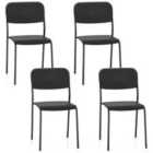 Costway Modern Dining Chairs Set Of 4 With Tilted Backrest And Sturdy Metal Legs-black