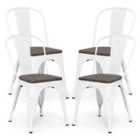 Costway Metal Dining Chairs Set Of 4 Stackable Kitchen Side Chairs-white