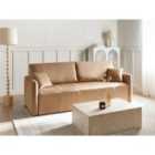 Beliani Sofa Bed 3 Seater EGGE Velvet Light Brown