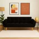 Ashby Velvet 3 Seater Sofa Bed Futon Settee With Wooden Legs In Black