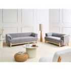 Beliani Living Room Set 5 Seater ALNOR Fabric Dark Grey