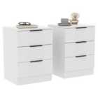 Lassic Vida Designs Trega 3 Drawer Bedside Chest Set Of 2, White