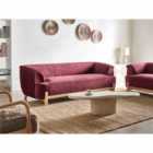 Beliani Sofa 3 Seater ALNOR Chenille Burgundy