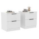 Lassic Vida Designs Trega 2 Drawer Bedside Chest Set Of 2, White