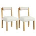 Costway Wooden Dining Chair Set Of 2 Faux Sherpa Upholstered Kitchen Chairs-white