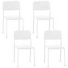 Costway Modern Dining Chairs Set Of 4 With Tilted Backrest And Sturdy Metal Legs-white