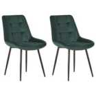 Beliani Set of 2 Dining Chairs MELROSE Velvet Dark Green