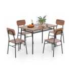 Costway Dining Table Set for 4 with Metal Frame and Storage Rack-Coffee