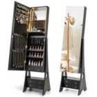 Costway 3-color LED Lighted Jewelry Cabinet With Full-length Mirror And Adjustable Tilt Angles-black