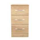 Welcome Furniture Ltd Avon 3 Drawer Bedside Cabinet in Nebraska Oak - Ready Assembled