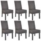 vidaXL Dining Chairs 6 pcs Brown Kubu Rattan and Mango Wood