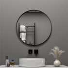 AICA 700mm Round Mirror With Black Aluminium Frame Suitable for Home Decor,Bathroom and Dressing Table