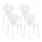 Costway Metal Dining Chair Set Of 4 With Hollowed Backrest And Metal Legs-white