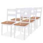 vidaXL Dining Chairs 6 pcs White Solid Rubber Wood