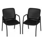 Costway Office Guest Chairs With Ergonomic Mesh Backrest And Cushioned Seat-black