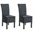 Beliani Set of 2 Dining Chairs ANDES Rattan Black