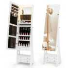 Costway 3-color LED Lighted Jewelry Cabinet With Full-length Mirror And Adjustable Tilt Angles-white
