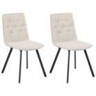 Beliani Set of 2 Dining Chairs CARVER Fabric Beige