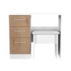 Welcome Furniture Ltd Worcester 2 Piece Set - Vanity, Stool in Slat Effect & White - Ready Assembled