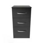 Welcome Furniture Ltd Avon 3 Drawer Bedside Cabinet in Black - Ready Assembled