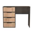 Welcome Furniture Ltd Hong Kong 4 Drawer Vanity in Slat Effect & Graphite Black - Ready Assembled
