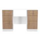 Welcome Furniture Ltd Worcester 6 Drawer Double Pedestal Desk in Slat Effect & White - Ready Assembled