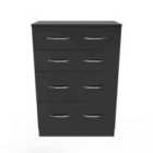 Welcome Furniture Ltd Avon 4 Drawer Deep Chest in Black - Ready Assembled