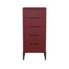 Welcome Furniture Ltd Hong Kong 5 Drawer Tall Bedside Cabinet in Red Matt - Ready Assembled