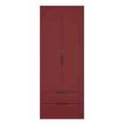 Welcome Furniture Ltd Hong Kong Tall Double 2 Drawer Wardrobe in Red Matt - Ready Assembled