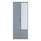 Welcome Furniture Ltd Plymouth Double 2 Drawer Mirror Wardrobe in Denim Blue - Ready Assembled