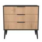 Welcome Furniture Ltd Hong Kong 3 Drawer Chest in Slat Effect & Graphite Black - Ready Assembled