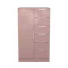 Welcome Furniture Ltd Plymouth Childrens Wardrobe 1 Door 5 Drawer in Kobe Pink - Ready Assembled