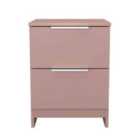 Welcome Furniture Ltd Plymouth 2 Drawer Compact Bedside Cabinet in Kobe Pink - Ready Assembled