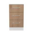 Welcome Furniture Ltd Worcester 3 Drawer Bedside Cabinet in Slat Effect & White - Ready Assembled