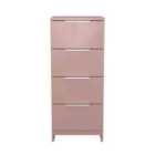 Welcome Furniture Ltd Plymouth 4 Drawer Bedside Cabinet in Kobe Pink - Ready Assembled
